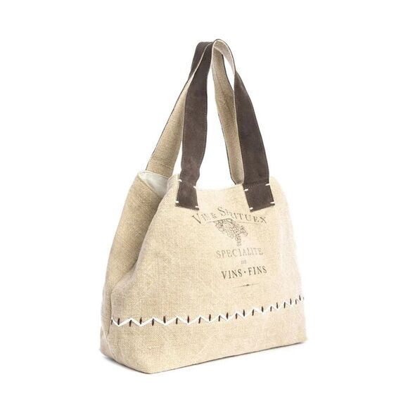 Myra Bag Handmade Kendlie Tote Bag Upcycled Canvas & Cowhide Leather - Picture 2 of 11